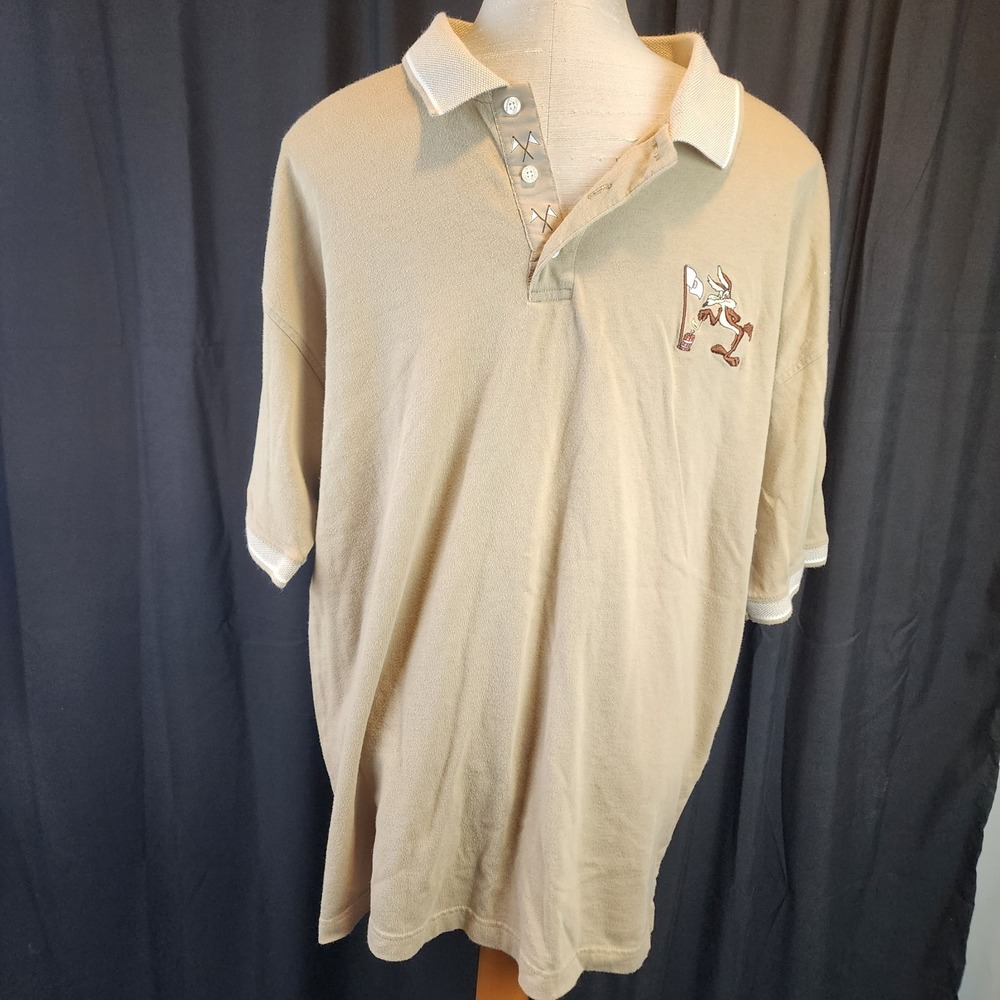 Warner Bros Studio Polo Mens XL Road Runner Tan‎